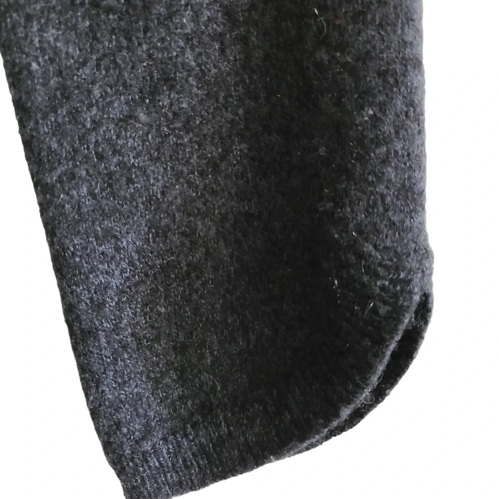 QUINN Cashmere Blend Double V Neck Peplum Sweater Charcoal Gray Black Women's XS